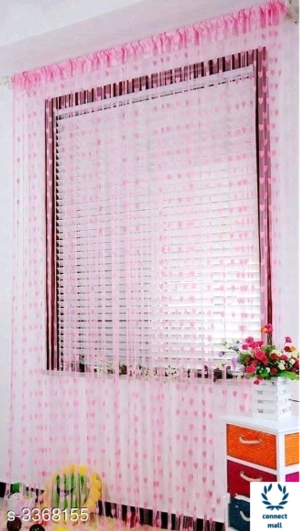 Fashionable Net Polyester Door Curtains ( Pack Of 2 ) - (LXW):7ft X4ft,  Baby Pink, Net Polyster, Stitched, Pack Of 2